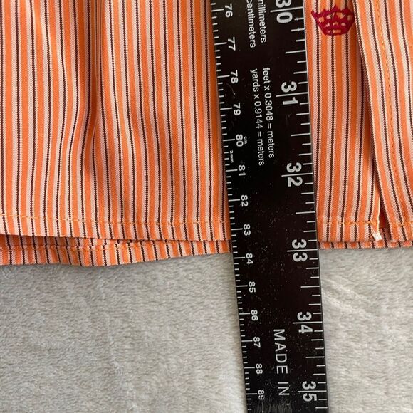 Reunion Shirt Mens 2XL XXL Orange Striped Modal Blend Button Up Hong Kong * - Picture 8 of 9